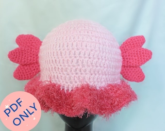 Axolotl Hat - Crochet PDF Pattern | Kawaii Bucket Hat | Sun Hat