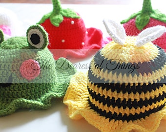 Bucket Hat Cuties© - PDF Crochet Bucket Hat Pattern | 4 In 1 | Sun Hats | Spring Accessories | Newborn to Adult