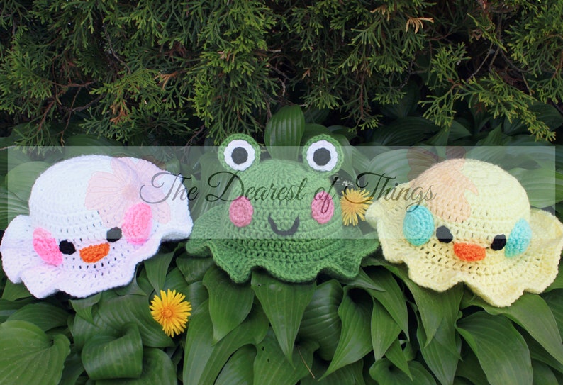 Bucket Hat Cuties© PDF Crochet Bucket Hat Pattern 4 In 1 Sun Hats Spring Accessories Newborn to Adult afbeelding 4