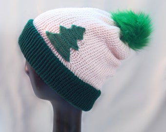 Winter Pine - Pine Tree Beanie | Pompom Slouchy Hat