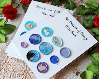 Handcrafted Wax Seal Stickers: Baby Blues Wedding Invitation Seals