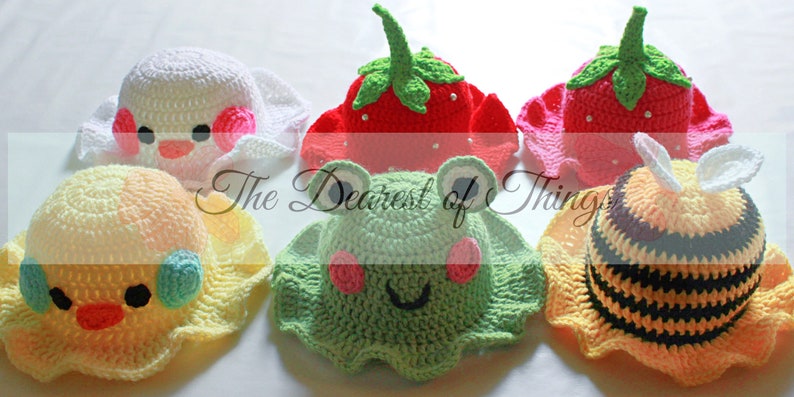 Bucket Hat Cuties© PDF Crochet Bucket Hat Pattern 4 In 1 Sun Hats Spring Accessories Newborn to Adult afbeelding 3