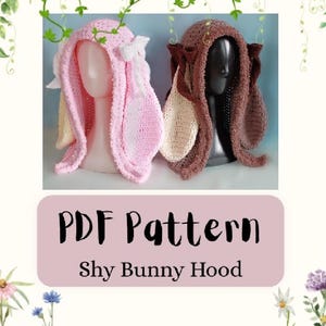 Shy Bunny Hood© - Crochet Rabbit | PDF | Kawaii | Cosplay | Mori Hat