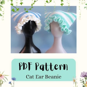 Ruffled Elf Cat Ear Beanie - PDF Crochet Pattern