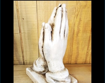 Praying Hands Statue Chalkware 13.5" tall 8.5" wide 5.5" depth FREE SHIPPING