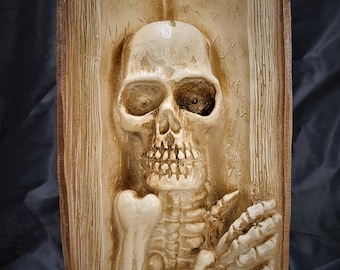Piggy Bank Skeleton Spell Book Brown Spooky Chalkware Coin Bank Free Shipping