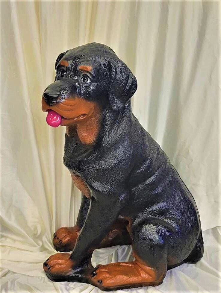 Dog Piggy Bank Chalkware Large Rottweiler Bank 18.5