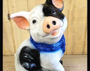Large Piggy Bank Chalkware Vintage style Coin Bank ~13" tall ~8.5" wide ~6.5" length (4 different colors) FREE SHIPPING
