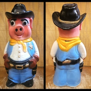 Extra Large Piggy bank Sheriff Pig 25" tall 10.5" wide 9" depth 3 Different Colors FREE SHIPPING no stopper/hole