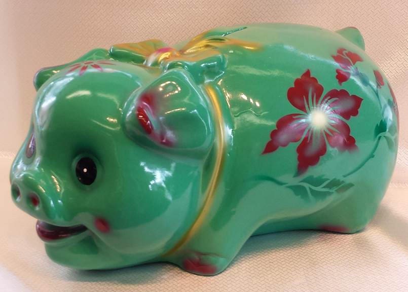Large Piggy Bank Chalkware Vintage Style Coin Bank 12.5 