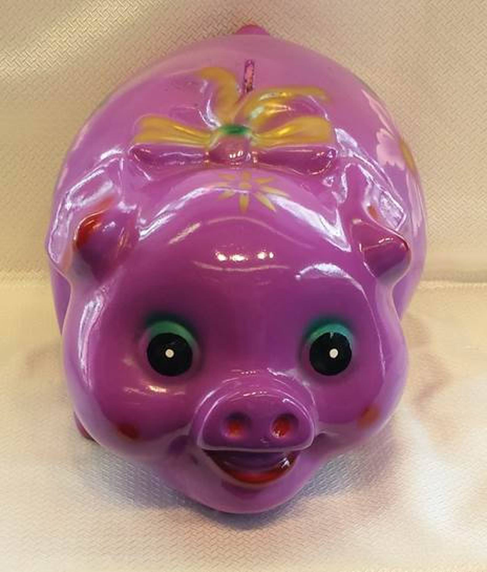 Large Piggy Bank Chalkware Vintage Style Coin Bank Jumbo Big Etsy