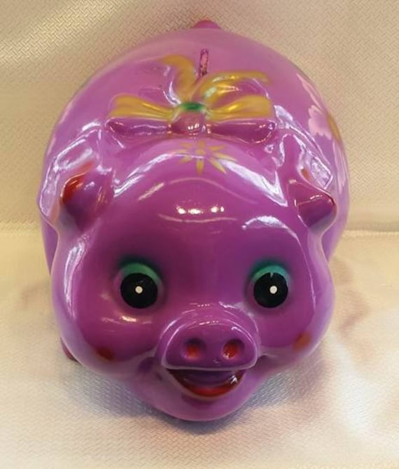 Large Piggy Bank Chalkware Vintage Style Coin Bank 12.5 Large Piggy Bank Chalkware Vintage Style Coin Bank 12.5