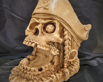 Spooky Pirate Skull Statue Chalkware Free Shipping