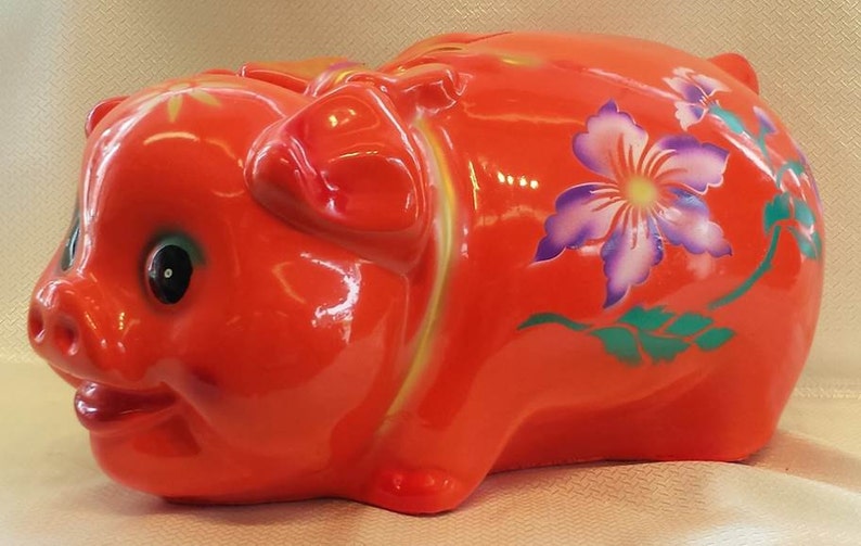 Large Piggy Bank Chalkware Vintage Style Coin Bank Jumbo Big - Etsy
