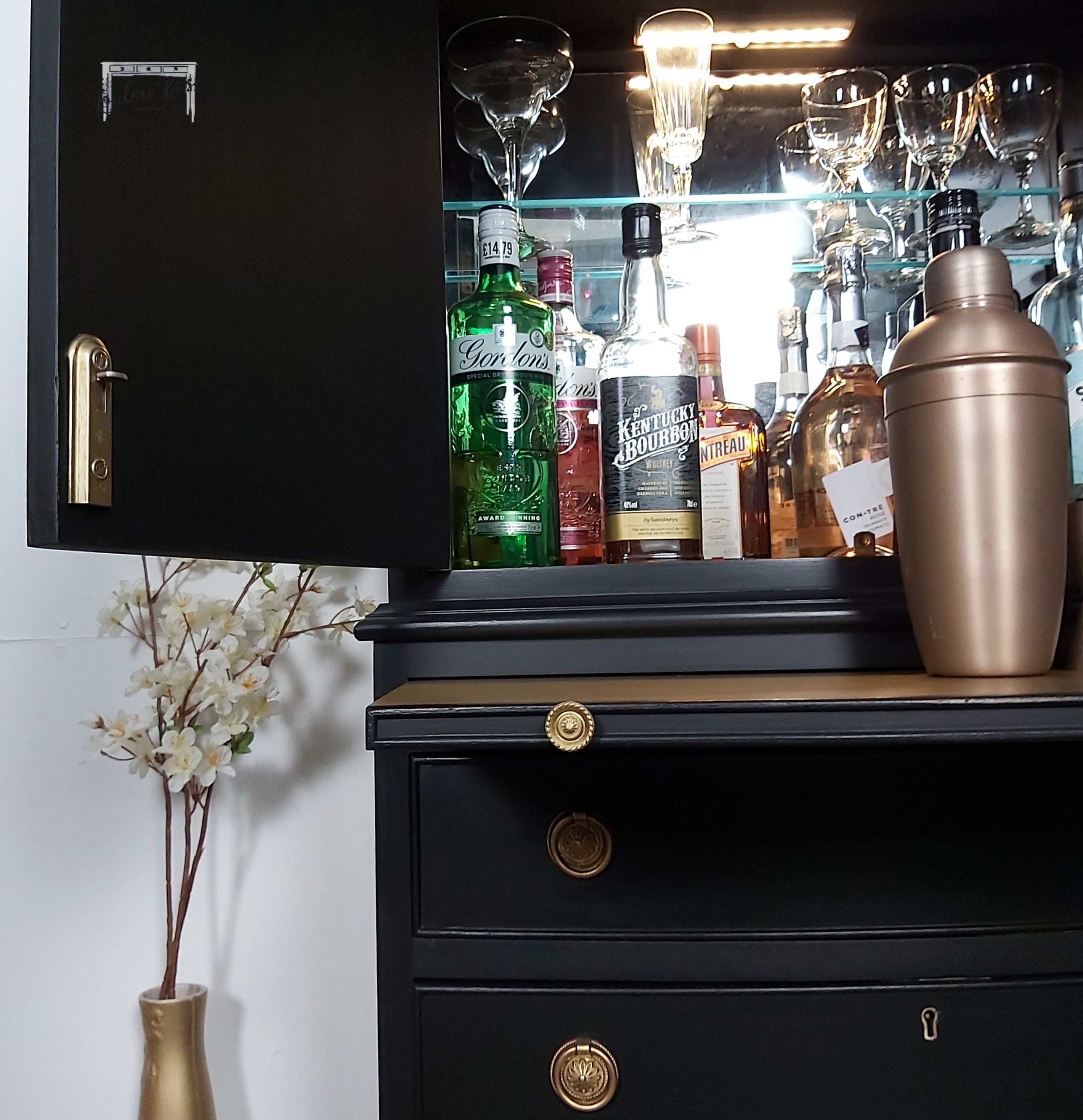 Black Drinks with Floral Design Etsy