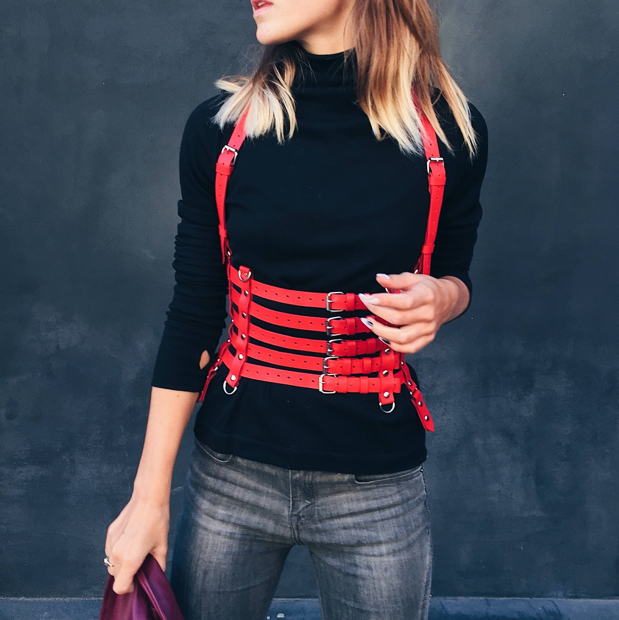 Harness lingerieHarness beltBdsm harness Leather Etsy