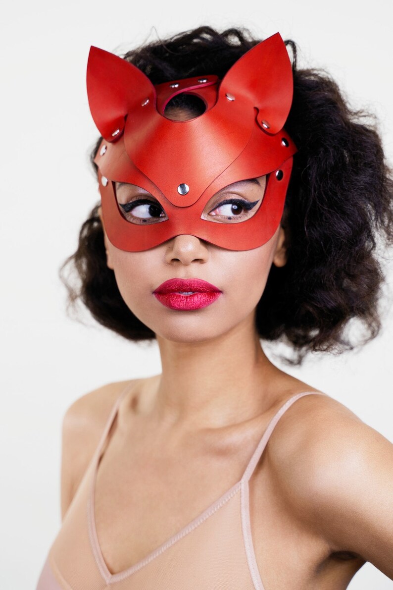 Leather cat maskLeather mask bdsmLeather maskCat leather Etsy