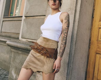 Italian Leather Corset Belt: Western Style Decorative Strap Weaving