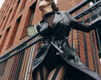 Bondage Leather Belt: Durable Black Belt for Fetish, Kink, or Rave Wear