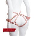 Pink Leather Leg Harness: BDSM Garters with Handcuffs for Submissive Gift for Women