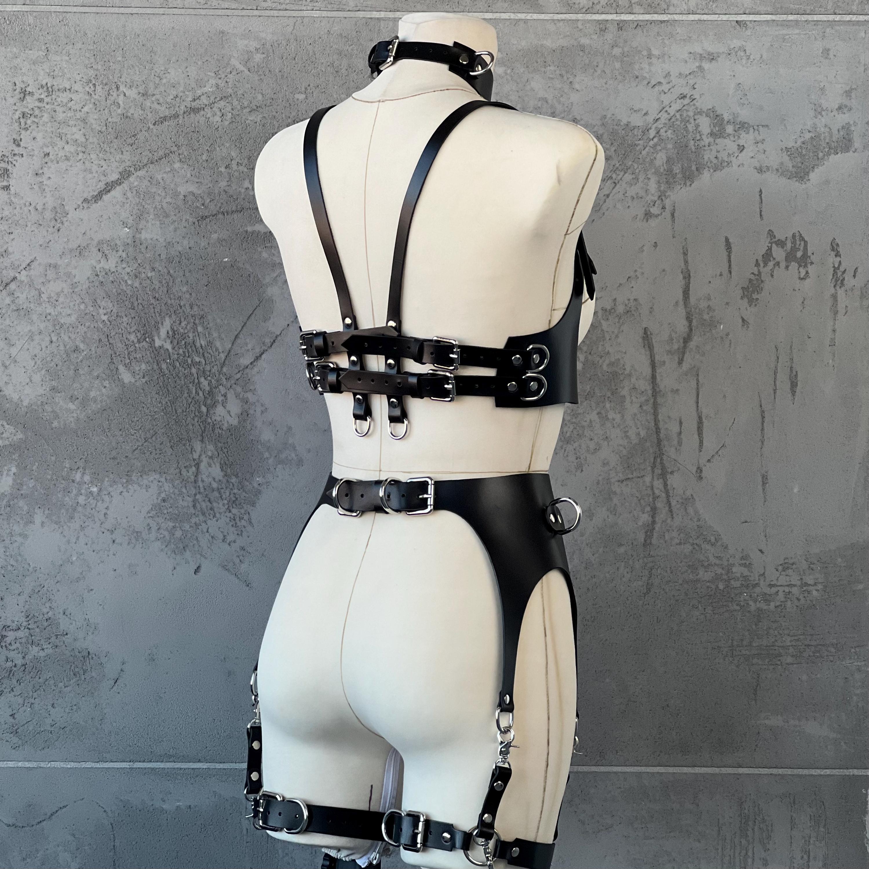 ?black Leather Waist Belt Tassel Dance Rave Cosplay Bondage BDSM NWT BDSM Leather Bondage Belt | Waist Restraint | Adjustable Fit main image 2