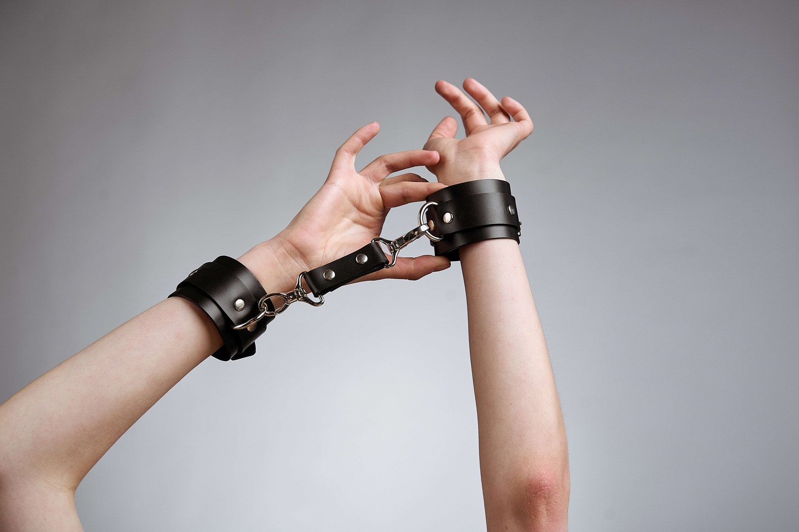 Leather wrist cuff for women bondage leather cuffs Etsy
