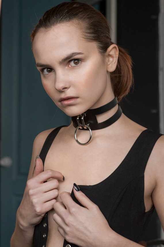 Double Leather Choker Wrap Necklace Choker O Ring Choker Etsy Double Leather Choker Wrap Necklace Choker O Ring Choker Etsy