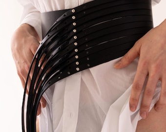 Wide Leather Corset Belt: Handmade Italian Vegetable-Tanned Leather