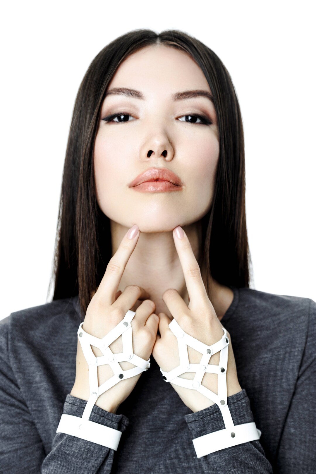 Goth Armband Weiß Leder Armband für Frauen Moderne Armband Etsy.de