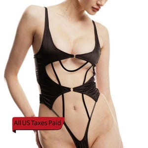 Sheer Mesh Bodysuit: Black See-Through Lingerie for Woman’s Valentine’s Gift