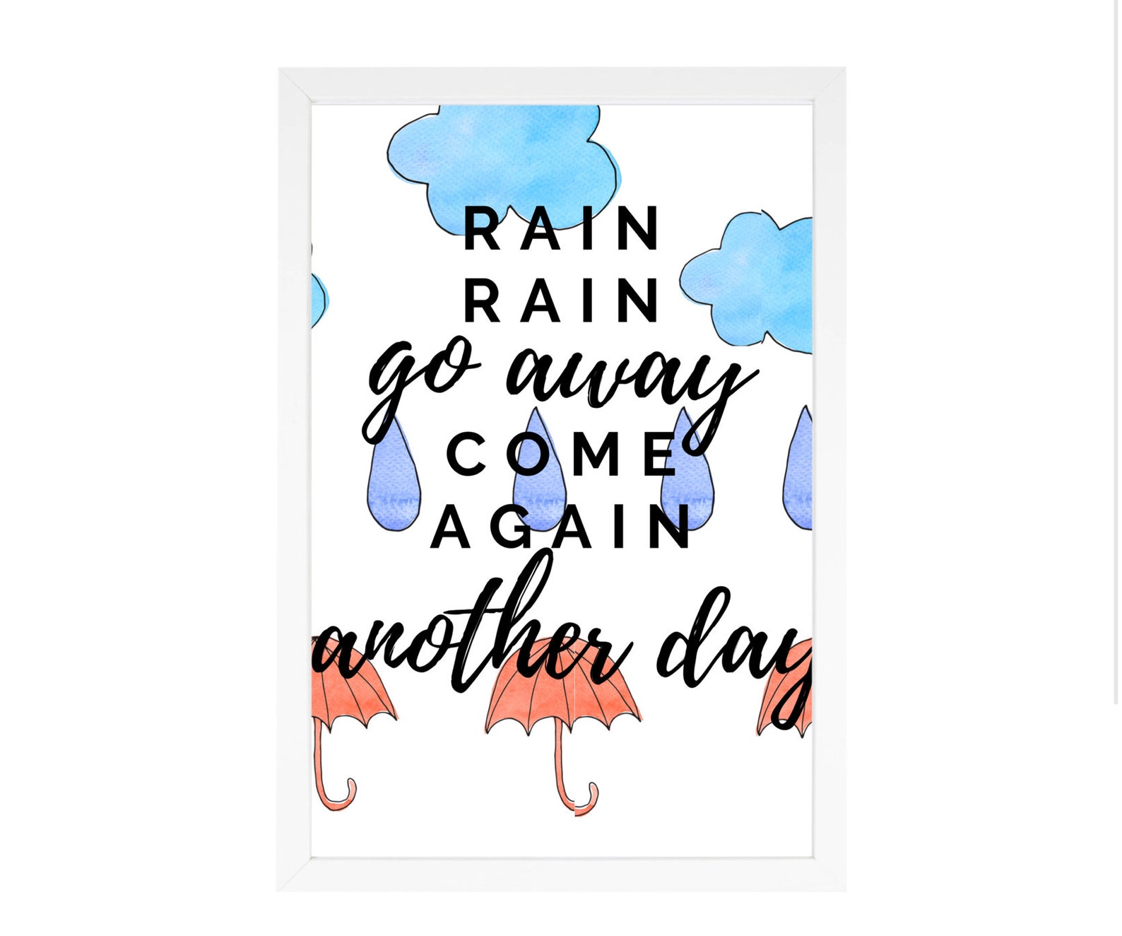 Rain Rain Go Away Nursery Rhyme Poster Digital Download Etsy