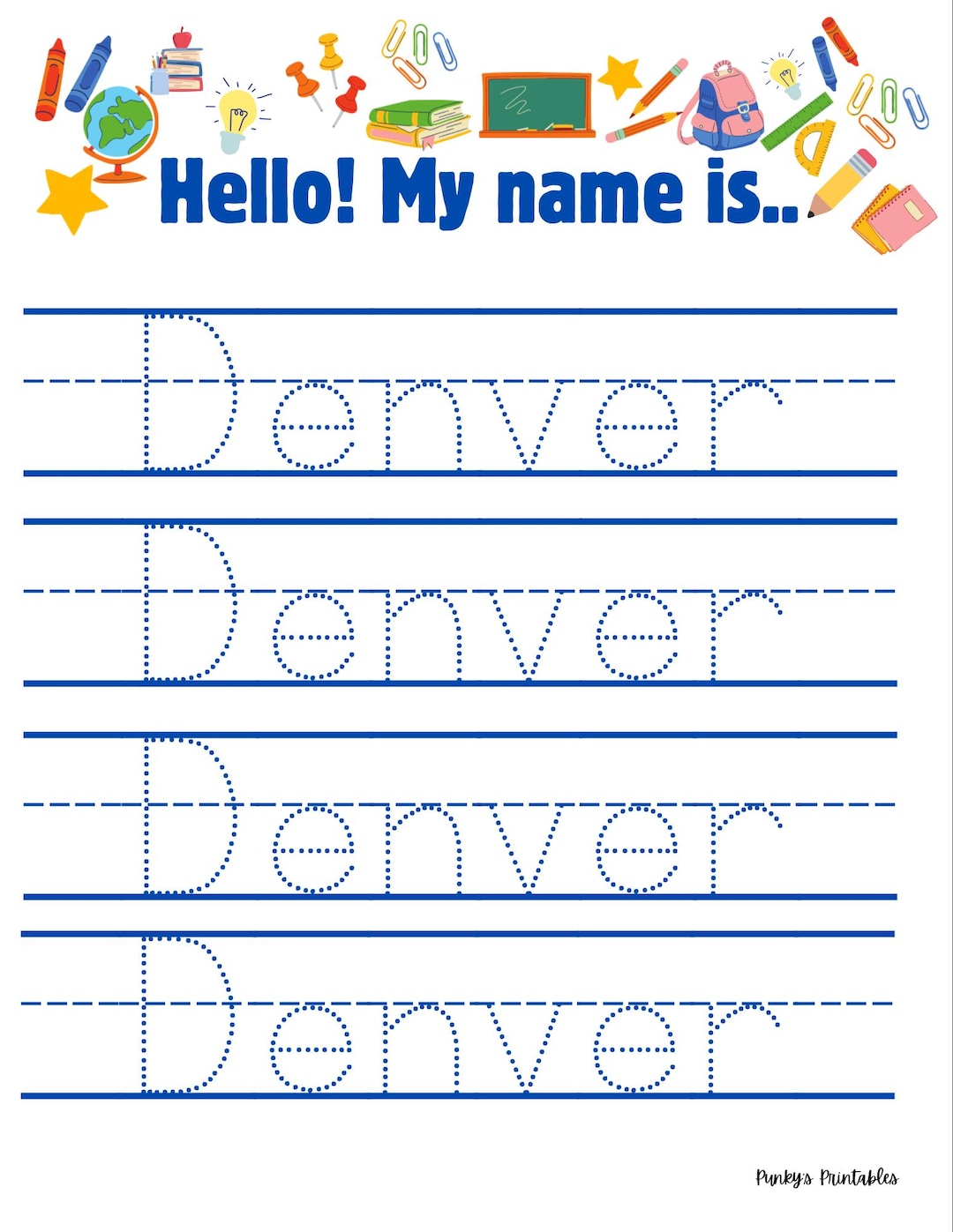 Handwriting Practice Sheet - Customizable Name - Etsy