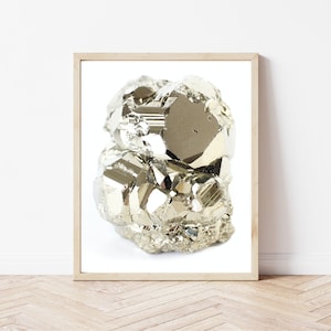 Pyrite - Crystal Art - Gem Art - Crystal Print - Gem Print - Gemstone Print - Printable Wall Art - Crystal Decor -  Boho Decor