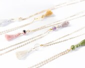 Tassel Necklace - Mala Necklace - Citrine Necklace - Amethyst Mala - Gemstone Mala Necklace - Gold Tassel Necklace