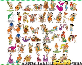 Flintstones Svg Bundle, Svg Pack, Layered Svg, PNG, PDF, EPS, Files for Cricut,, Svg Bundle, Cricut Cut, Fred, Pebbles, Wilma, Dino,