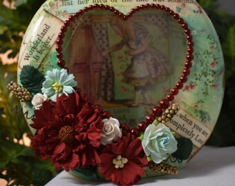 Alice Decoupage Glass Jar - Alice Decoupage Jar - Mixed Media Jar - Table Art - Decorative Jar - Hand Decorated Glass Jar - 7-060