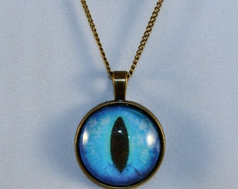 Blue Handcrafted Glass Dragon Eye Necklace - Blue Dragon Eye - Dragon Eye Necklace - Glass Dragon Necklace - 13-001 18- 18 - 20