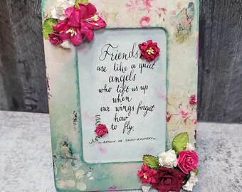 NEW Altered Picture Frame - Handmade Altered Picture Frame - Friendship Frame - Mixed Media Frame - Altered Picture Frame - 7-075