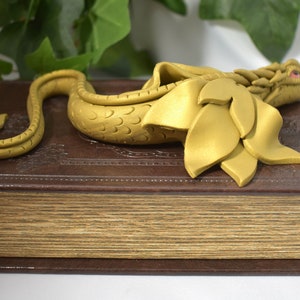 Polymer Clay Gold Dragon Book Dragon Book Dragon Storage OOAK Dragon Sculpture Polymer Clay Dragon Gold Clay Dragon 1-116 image 2