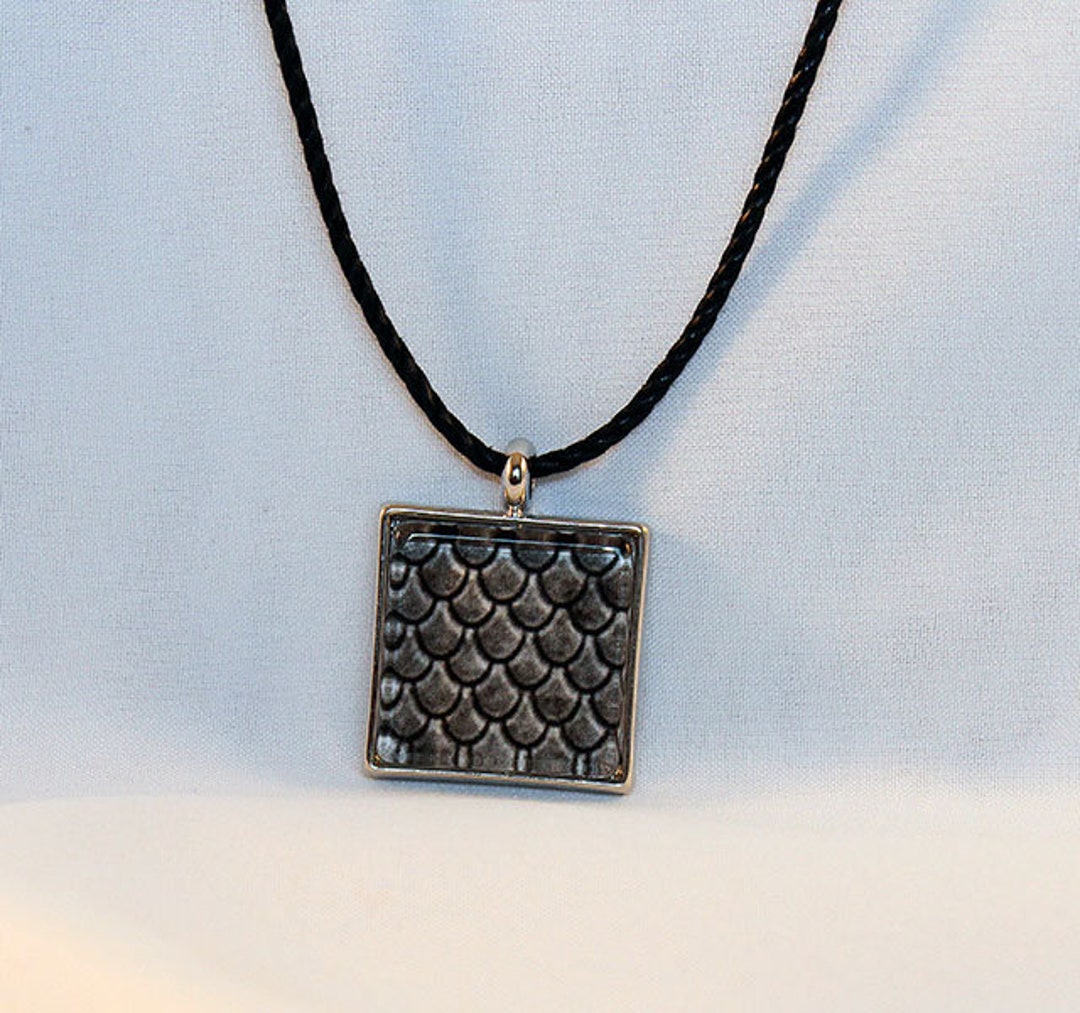 Gray Handcrafted Glass Dragon Scale Necklace Dragon Scales Gray Dragon