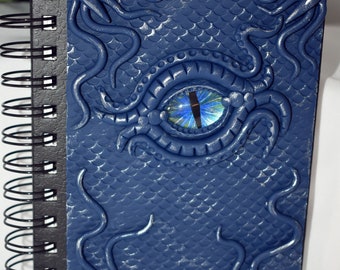 NEW Blue Polymer Clay Dragon Eye Journal - Dragon Eye Journal - Polymer Clay Sketchbook - Dragon eye Book - Spiral Art Journal - 2-057