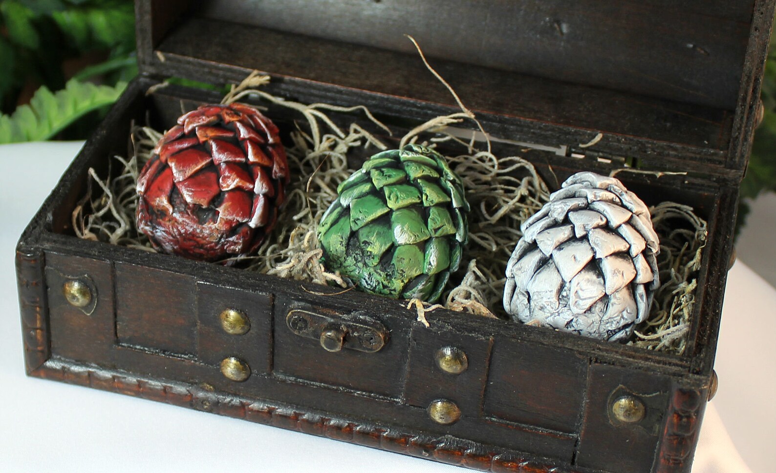 Polymer Clay Mini Dragon Eggs in Brown Chest Dragon Eggs Dragon Egg Set