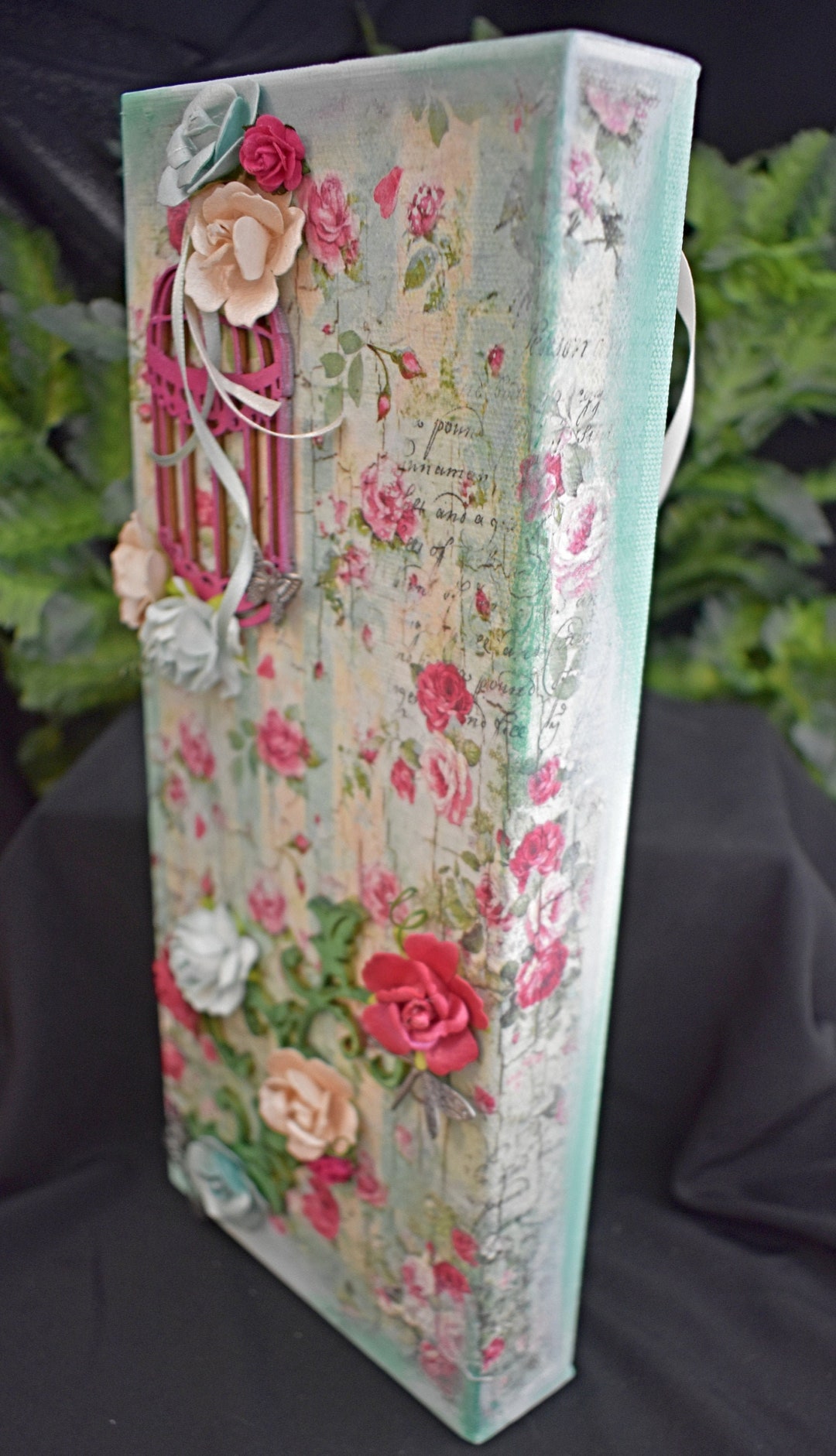 Rectangle Rice Paper Mixed Media Canvas Handmade Canvas Stamperia Rose
