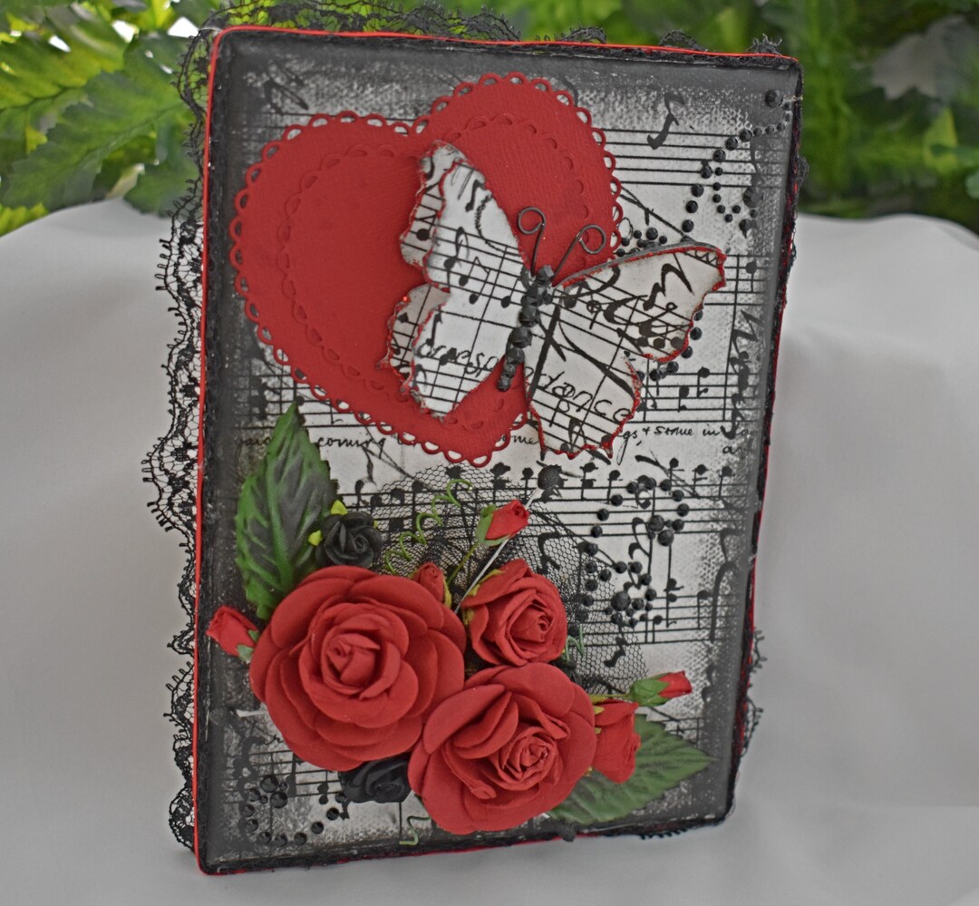 5 X 7 Rice Paper Mixed Media Canvas Handmade Heart Canvas Music Canvas