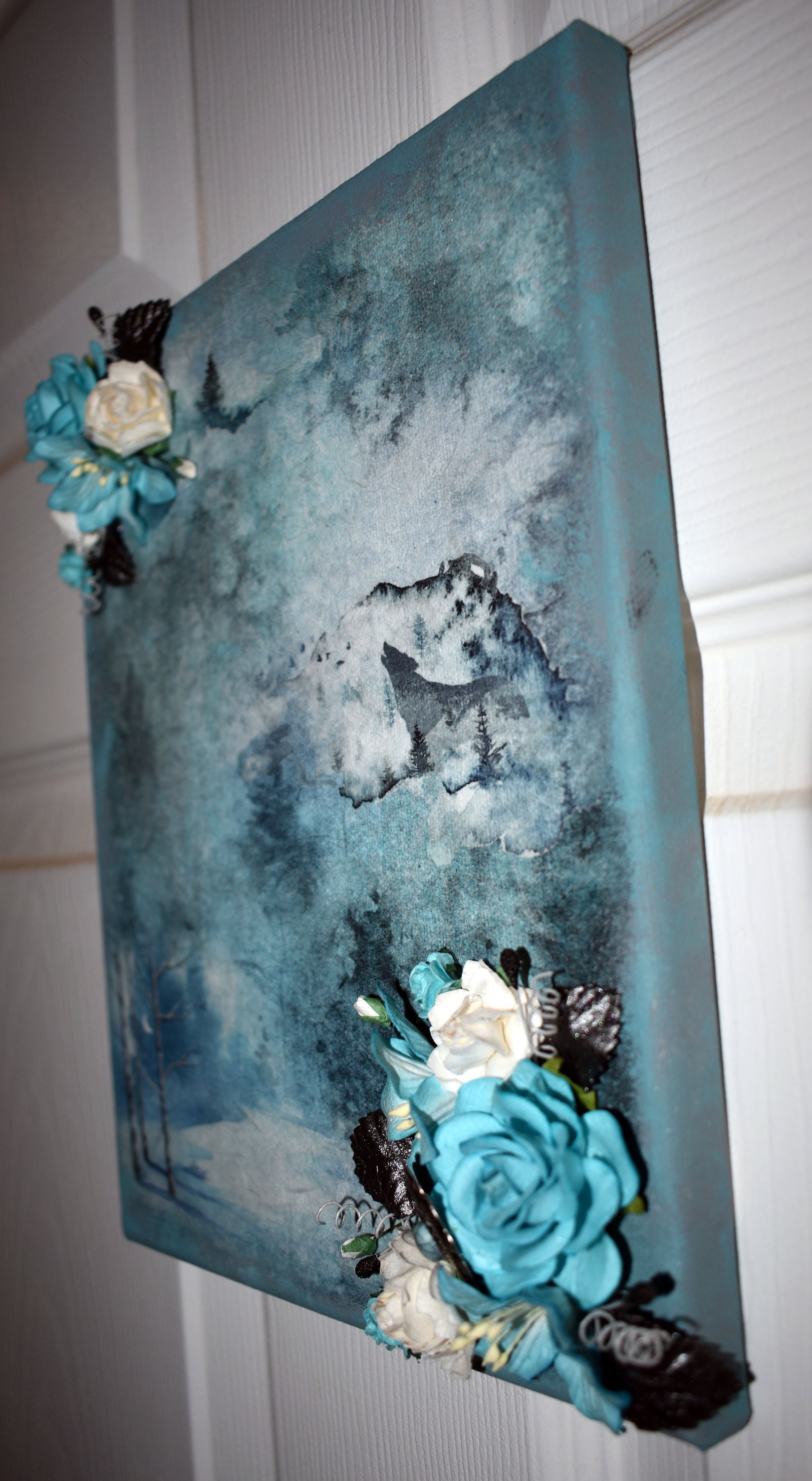 NEW 8 X 10 Rice Paper Mixed Media Canvas Handmade Canvas Winter Canvas