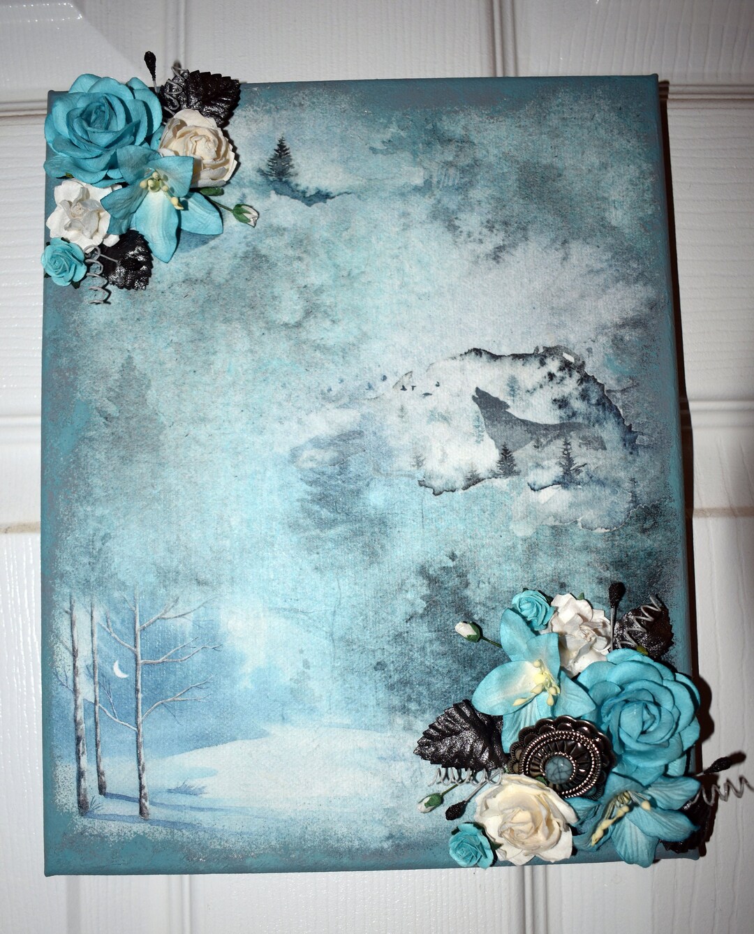 NEW 8 X 10 Rice Paper Mixed Media Canvas Handmade Canvas Winter Canvas