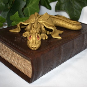 Polymer Clay Gold Dragon Book Dragon Book Dragon Storage OOAK Dragon Sculpture Polymer Clay Dragon Gold Clay Dragon 1-116 image 5