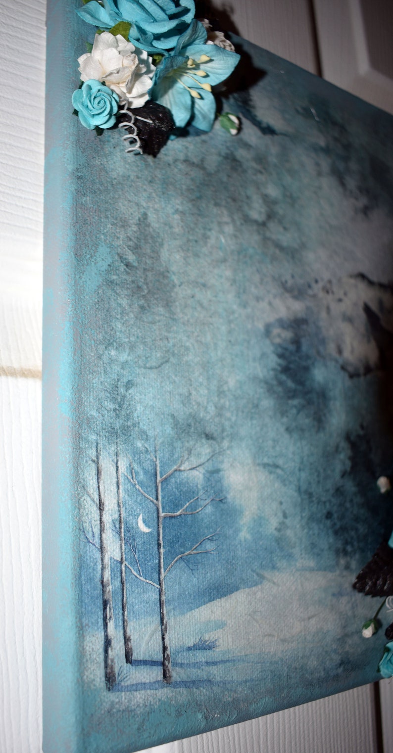 NEW 8 X 10 Rice Paper Mixed Media Canvas Handmade Canvas Winter Canvas