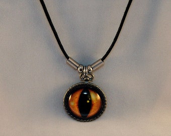 Yellow Handcrafted Glass Dragon Eye Necklace - Dragon Eye -  Yellow Dragon Eye - Dragon Eye Necklace - Glass Dragon Eye Necklace - 13-003B