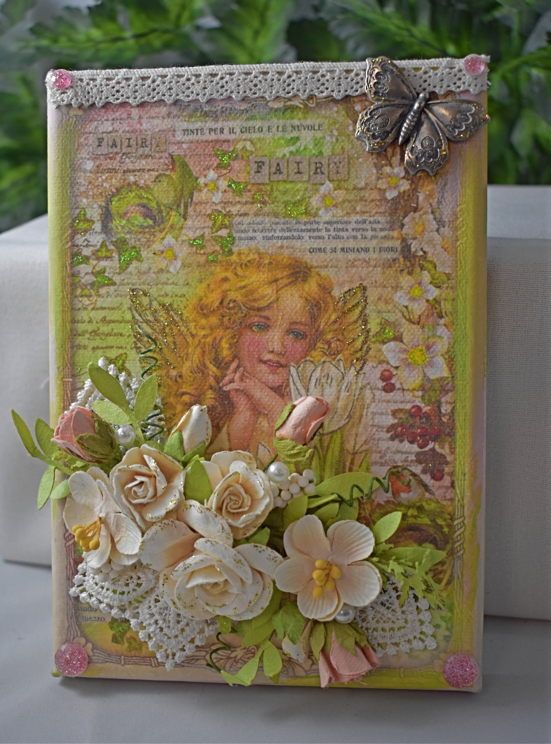 5 X 7 Rice Paper Mixed Media Canvas Handmade Fairy Canvas Etsy